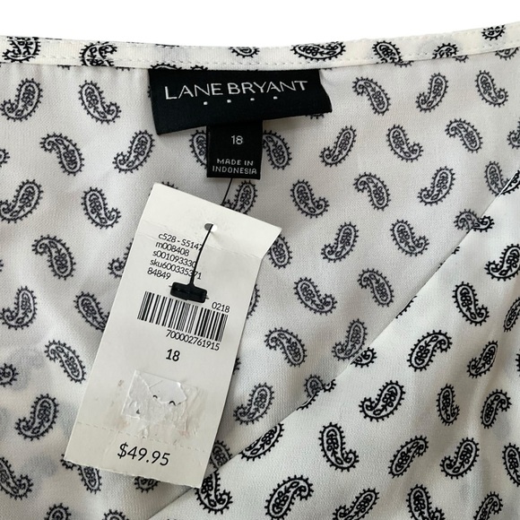 Lane Bryant White Black Paisley Print Blouse Size 18 NWT - Picture 4 of 7
